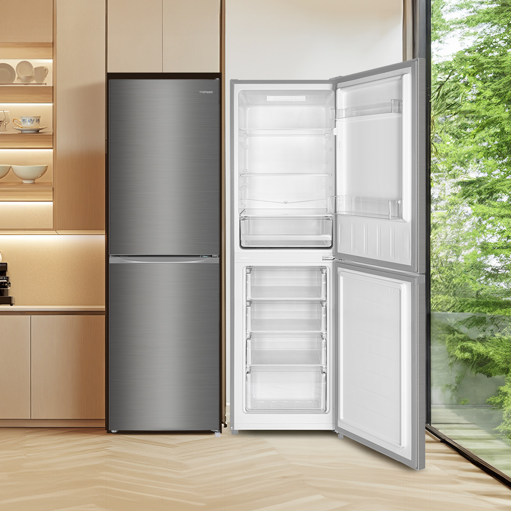 더함 소형 냉장고 2도어 냉장고 R262 오른쪽(우), 냉동실 4칸 메탈실버