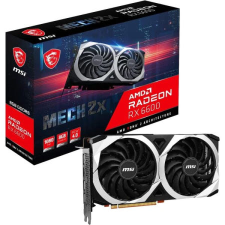 [해외]MSI 게이밍 AMD 라데온 RX 6600 128비트 8GB GDDR6 DP/HDMI 듀얼 Torx 팬 프리싱크 DirectX 12 VR 준비 그래픽 카드(RX MECH 2