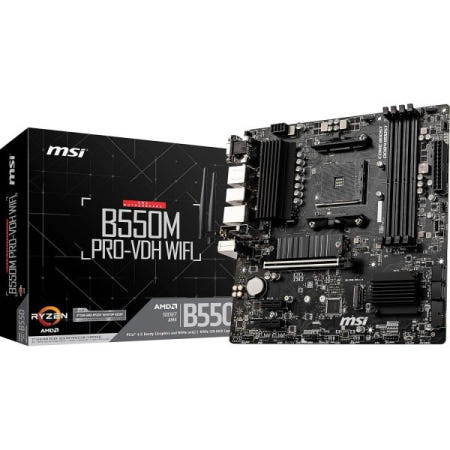 [해외]MSI B550M PRO-VDH WiFi Pro 시리즈 마더보드(AMD Ryzen 5000, AM4, DDR4, PCIe 4.0, SATA 6Gb/s, M.2, USB 3.