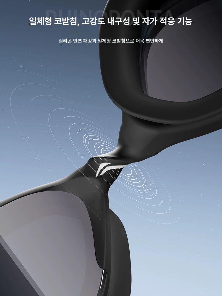 리닝 남성용 HD 방수 수영 고글 남성 경기용 전문 용품 근시 안경 실리콘 물안경 미러수경 검정우주선-1.0 클래식 - 상세 이미지 5