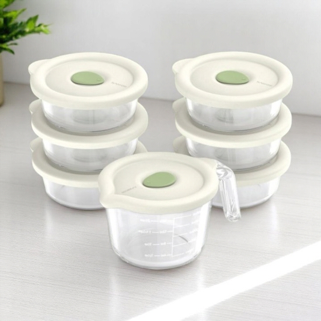 멀티쿡 7개 세트 냉동밥유리용기 국 소분 나눔 반찬통 계란찜 전자렌지용 코멕스