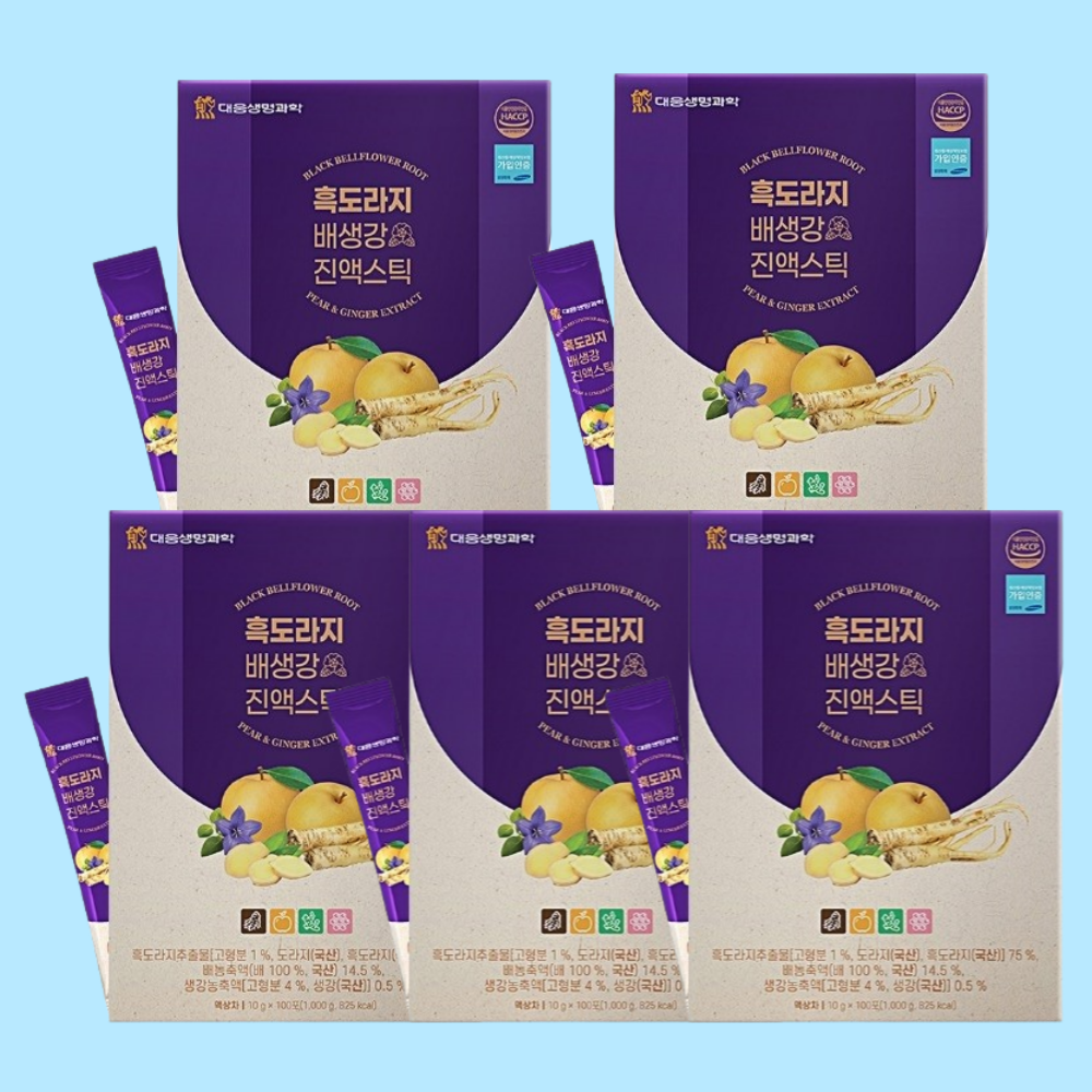 간편한 스틱형 배 도라지즙 흑도라지 스틱 100포, 5개