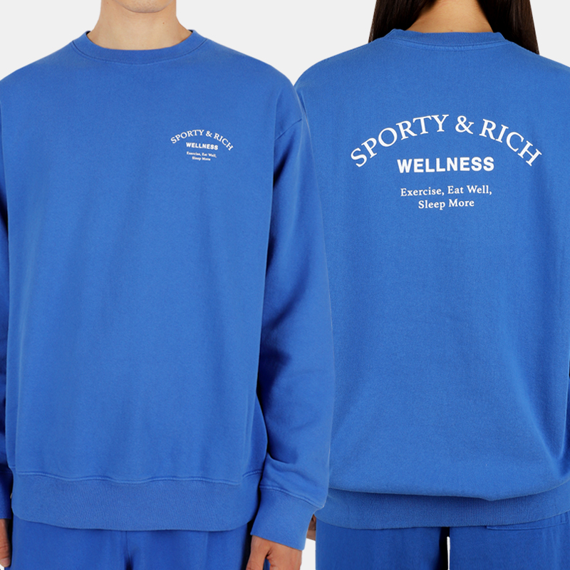 디몬트 스포티앤리치 공용 웰니스 스튜디오 맨투맨(사파이어/화이트) WELLNESS STUDIO CREWNECK : 디몬트