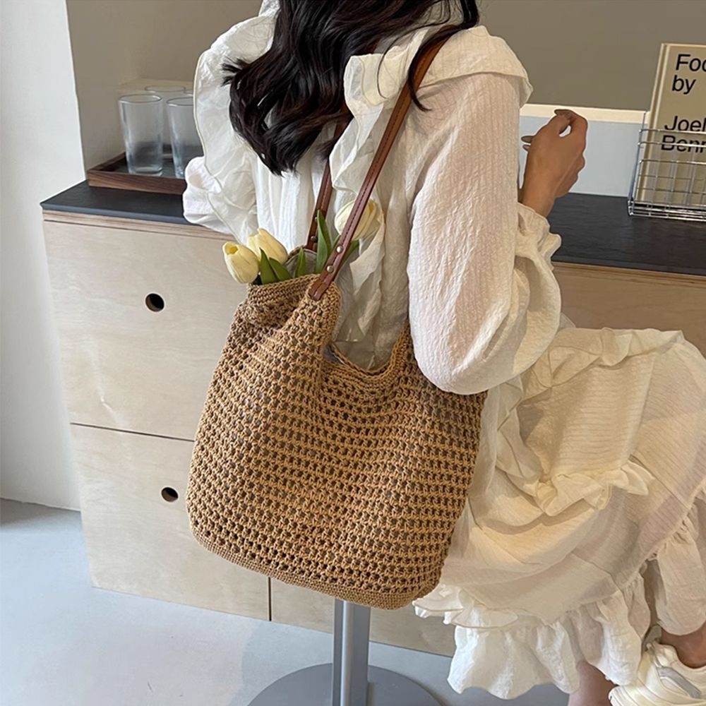 그물 여성 숄더백 뜨개 여름 바캉스 휴양지 라탄 가방