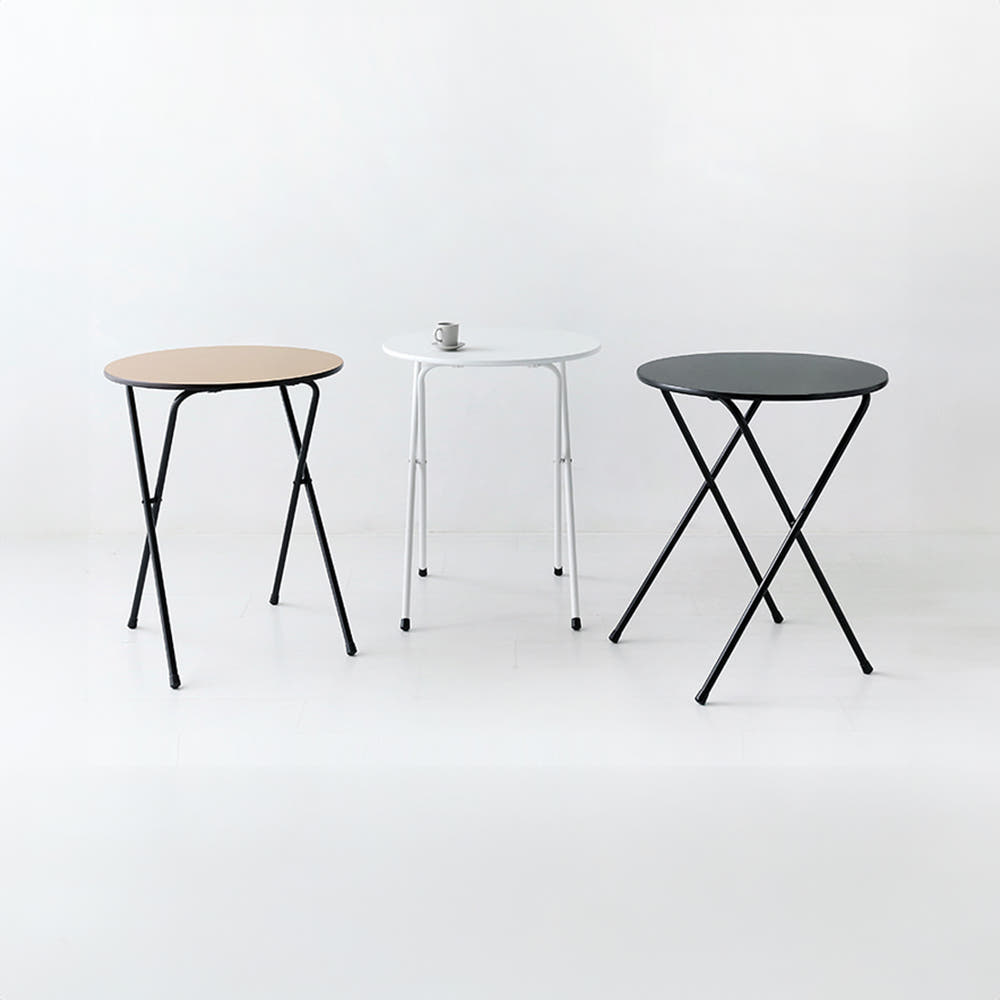 HOMATO 접이식테이블 라운드 D60 래치드블랙 4057.1573