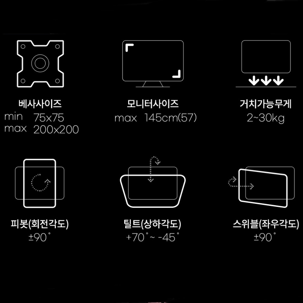 카멜마운트 MPS1G 싱글 게이밍 초고중량 모니터암 145cm(57인치) - 상세 이미지 2