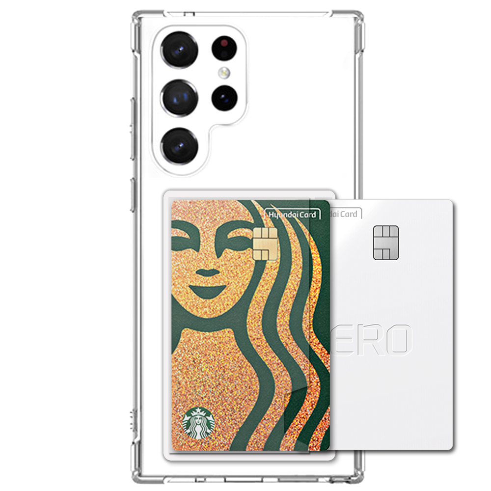변색방지 카드 2장 수납 범퍼 케이스 투명, 갤럭시S24울트라