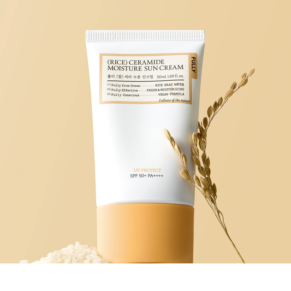 풀리 쌀 세라 수분 선크림 50ml SPF50+ PA++++ 화잘먹 메이크업 지속력 24시간