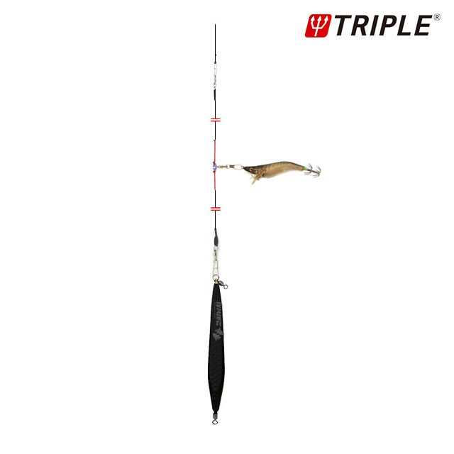 트리플 티타늄 오모리그 한치 갑오징어 채비 원터치 단차조절 오모리채비 100cm 이미지 6