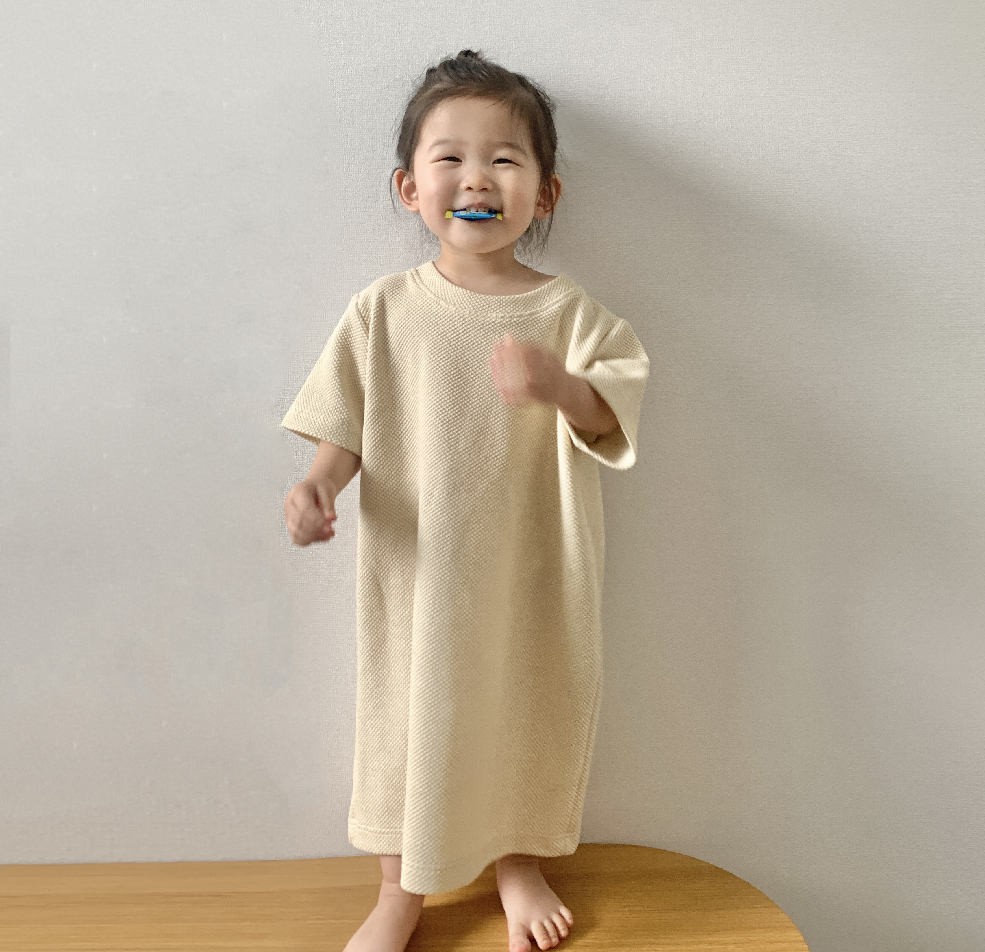 [바니블라썸] 엠보 롱 여아 원피스 아기옷 유아옷 유아동의류 아동복 핑크S