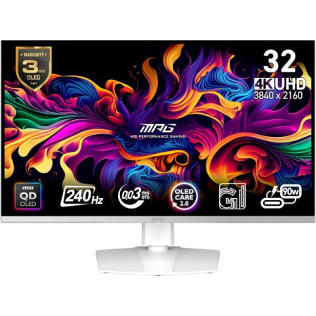 MSI [해외]MSI MPG 321URXW QD-OLED 32인치 3840 x 2160(UHD) 컴퓨터 모니터, 240Hz, 어댑티브 싱크, HDMI, DP 포트, VESA 마운트 가능,