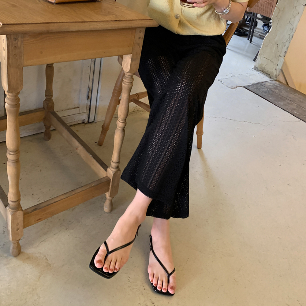 베네트나 펀칭 레이스 와이드 팬츠 - 상세 이미지 3