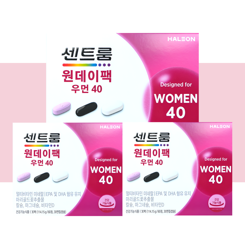 센트룸 원데이팩 우먼40 오메가3 루테인 칼슘 30정X3개