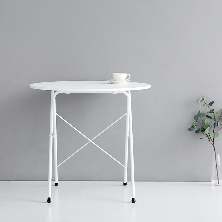 HOMATO 접이식테이블 라운드 D80 빈티지화이트 1057.0772