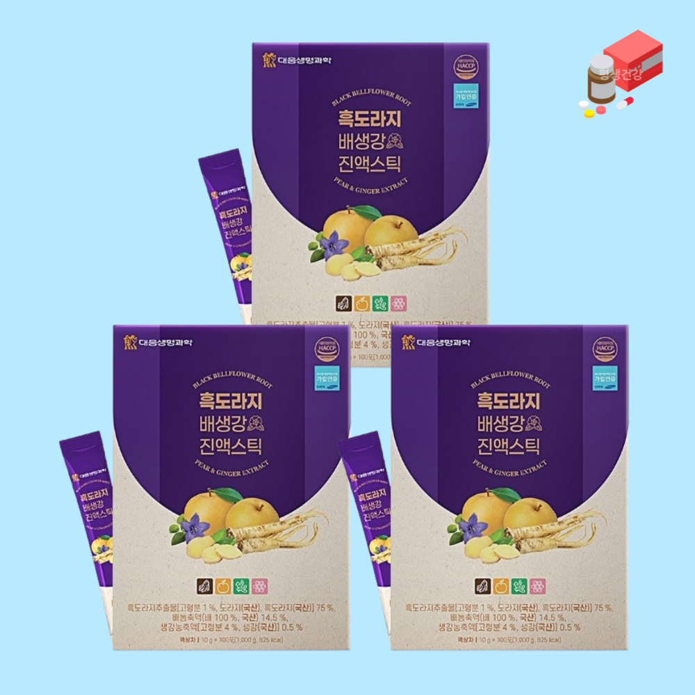 간편한 스틱형 배 도라지즙 흑도라지 스틱 100포, 3개