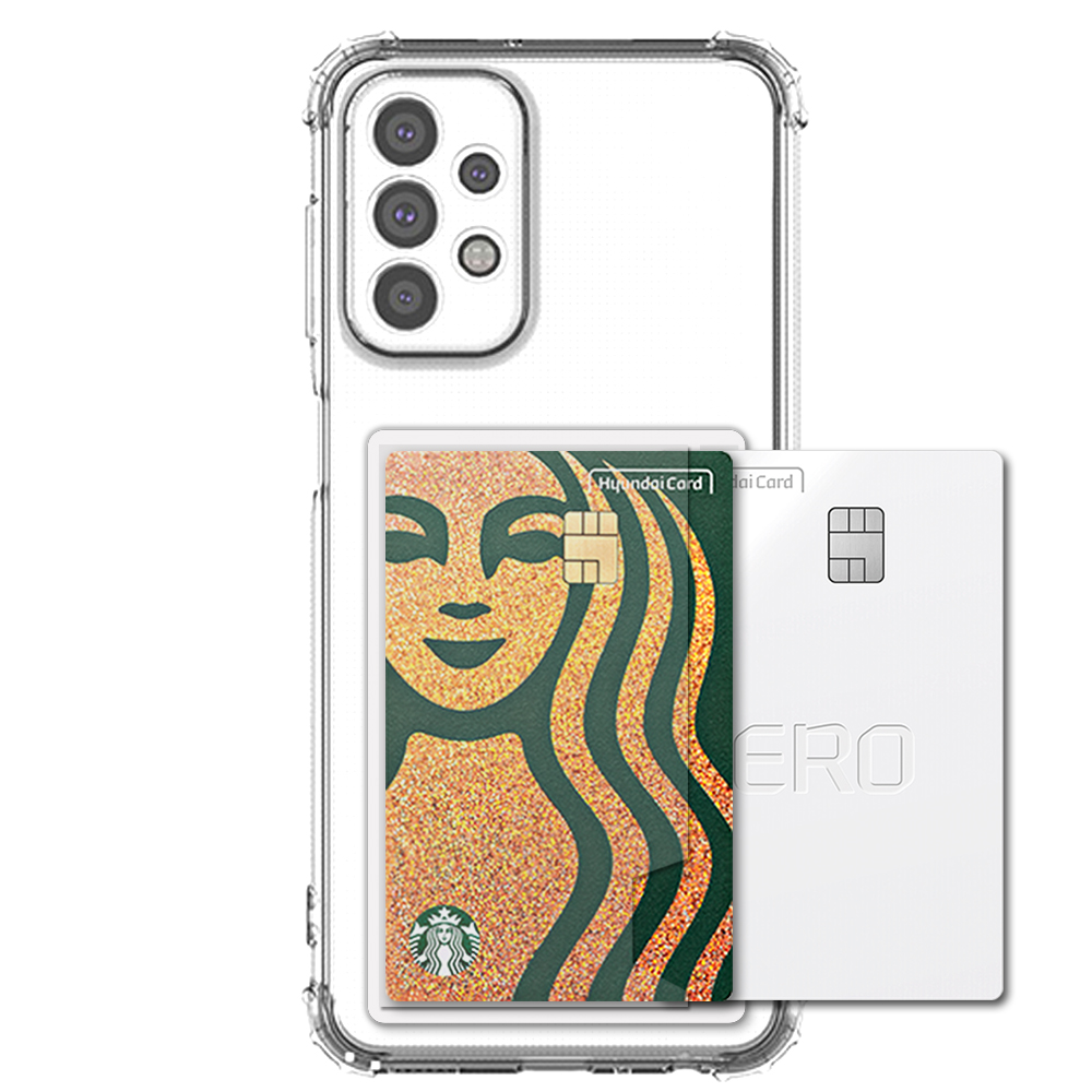 변색방지 카드 2장 수납 범퍼 케이스 투명, 갤럭시A32 LTE