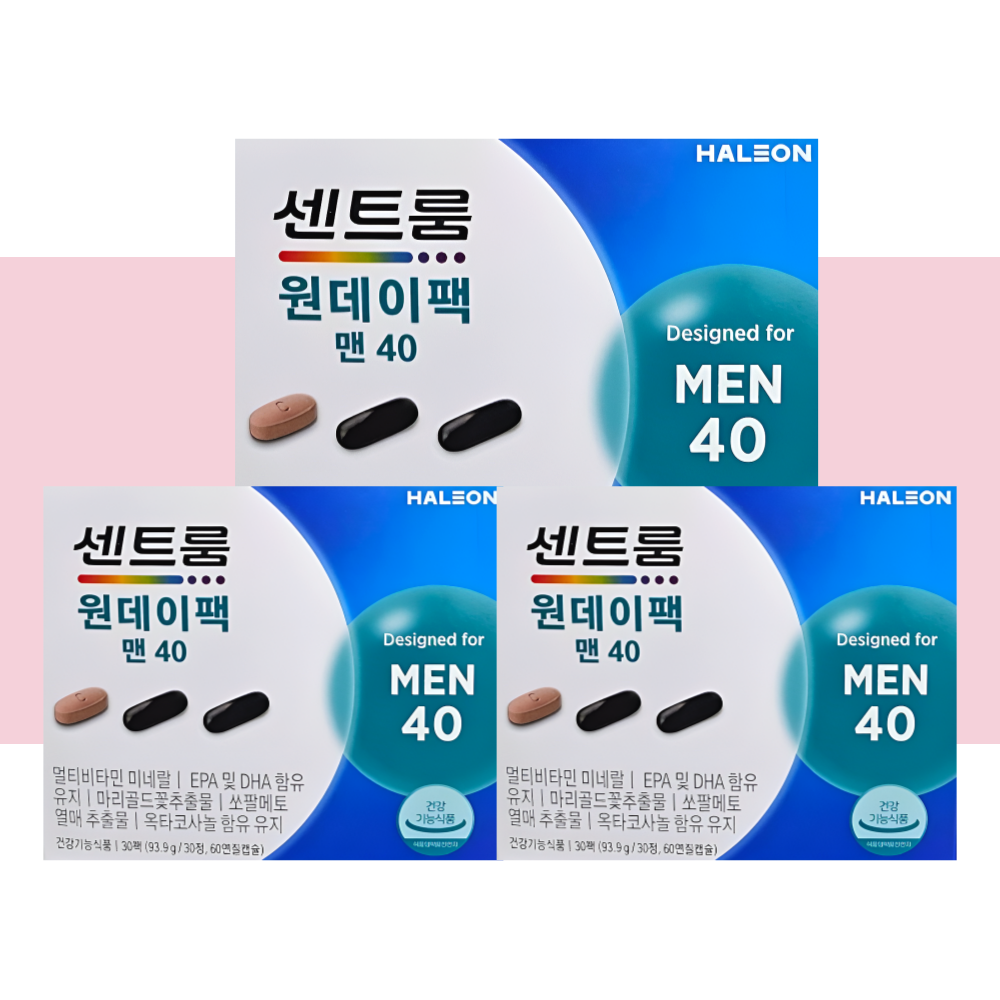 센트룸 원데이팩 맨40 쏘팔메토 옥타코사놀 30정X3개