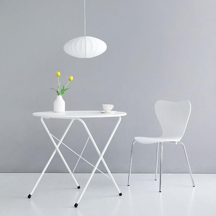 HOMATO 접이식테이블 라운드 D80 빈티지화이트 1057.0772