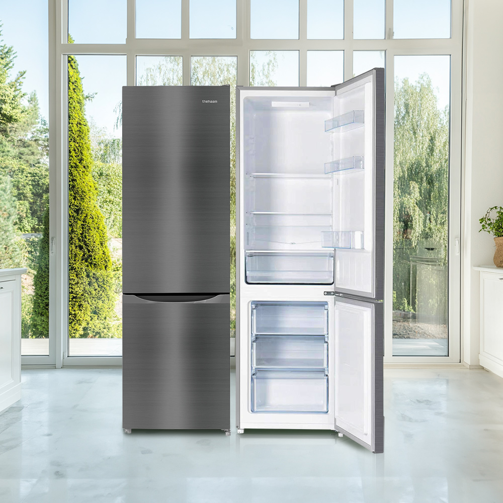 더함 소형 냉장고 2도어 냉장고 R262 오른쪽(우), 냉동실 3칸 메탈실버