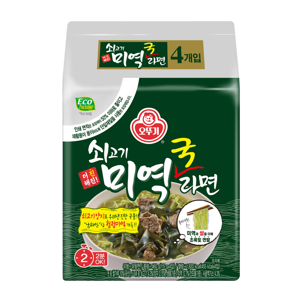 오뚜기 쇠고기미역국라면 115g, 4개