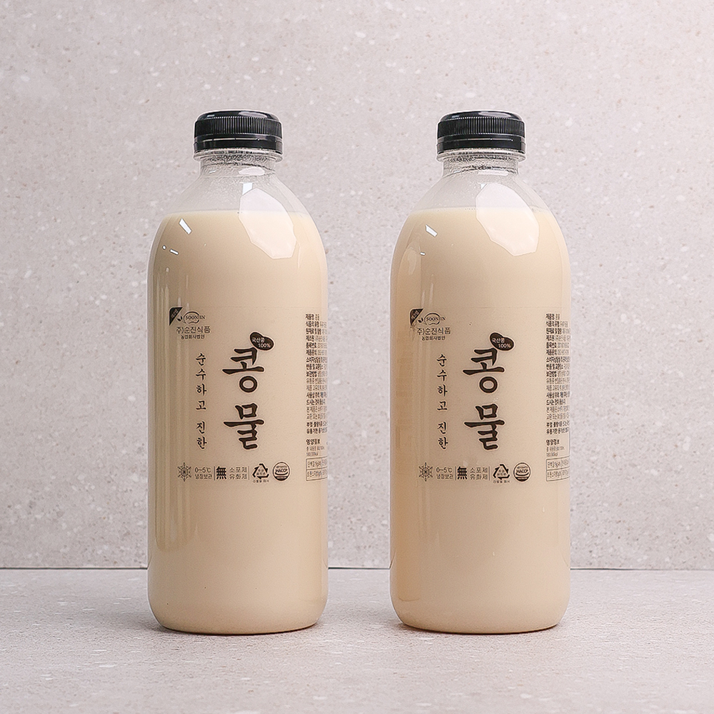 맷돌로 갈아만든 100% 국내산 콩물 백태/우뭇가사리/ 콩물파우치/서리태/혼합 2병 묶음 500ml 1000ml - 상세 이미지 2