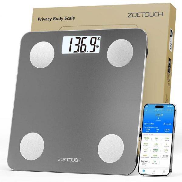 ZOETOUCH 체중을 위한 스마트 욕실 저울, BMI, 체지방, 근육량, 사람들을 블루투스 기계, 앱과 함께 작동, 14가지 체성분 분석기가 있는... 