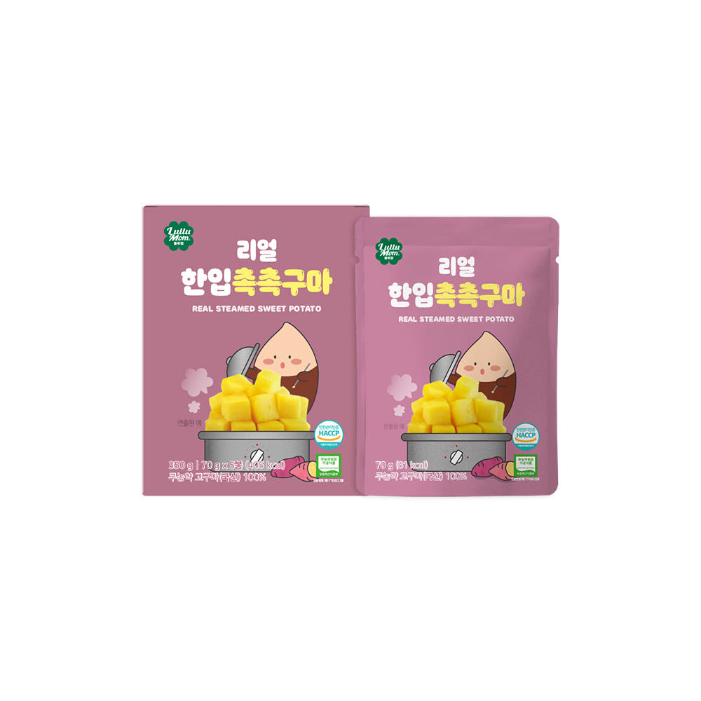 룰루맘 리얼 한입 촉촉구마 1박스(5봉입) 무농약 국산 찐고구마 아기간식