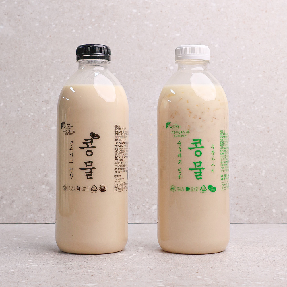 맷돌로 갈아만든 100% 국내산 콩물 백태/우뭇가사리/ 콩물파우치/서리태/혼합 2병 묶음 500ml 1000ml 이미지 6