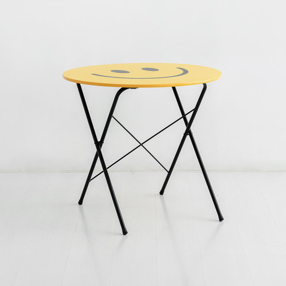 HOMATO 접이식테이블 라운드 D80 옐로우스마일 1548.0934