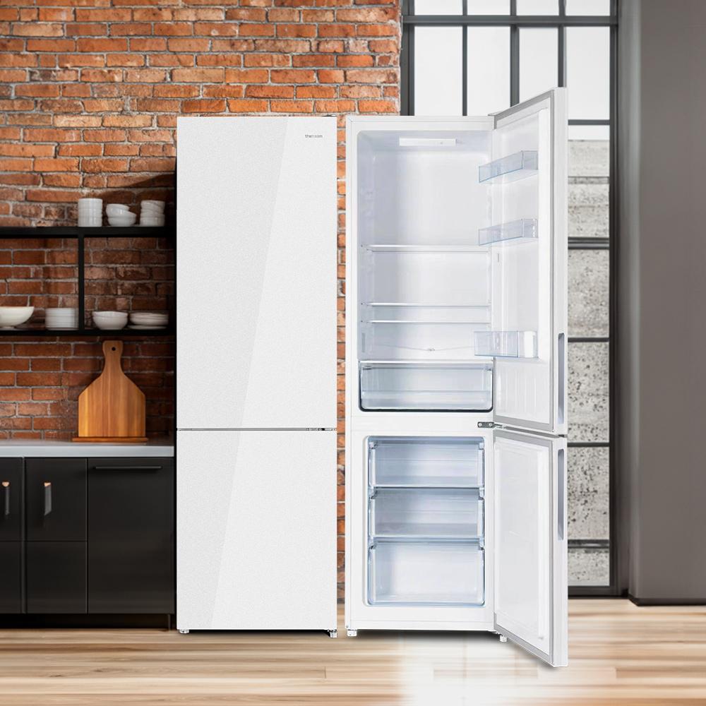 더함 소형 냉장고 2도어 냉장고 R262 오른쪽(우), 냉동실 3칸 글래스화이트