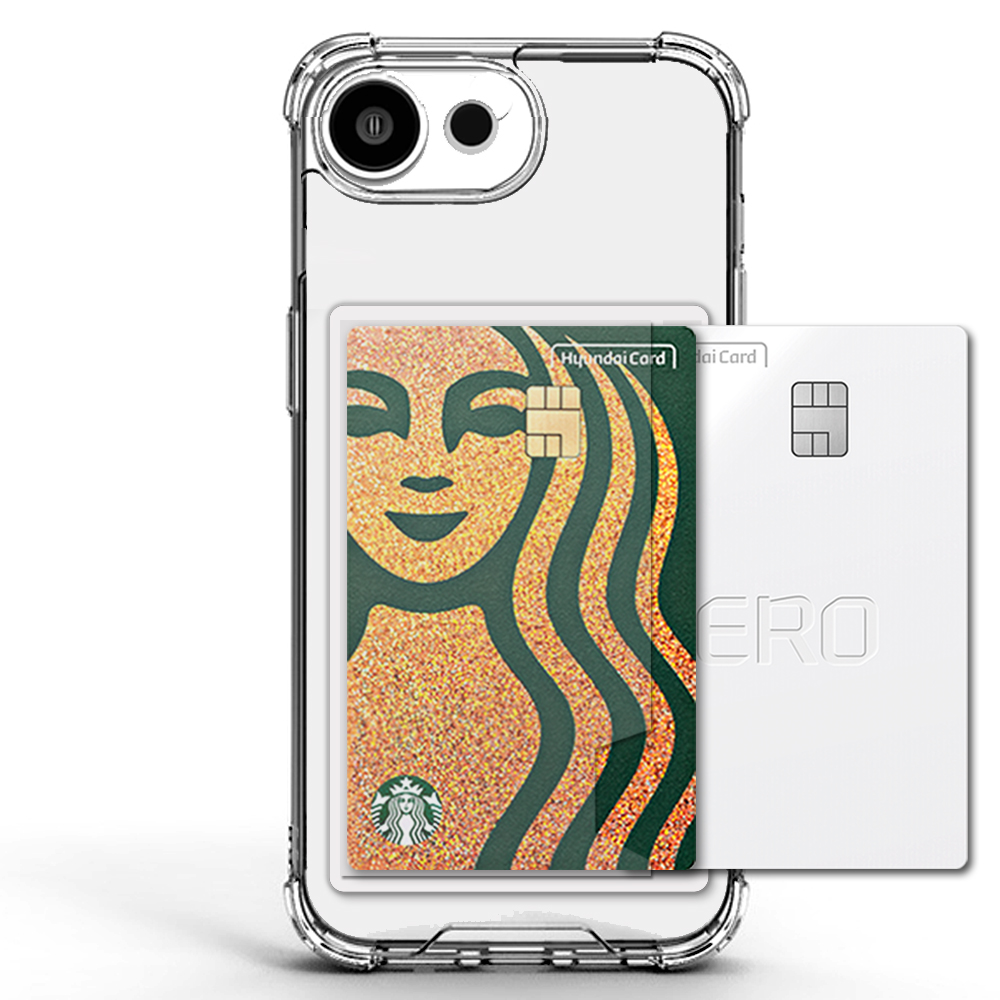 변색방지 카드 2장 수납 범퍼 케이스 투명, 아이폰16e