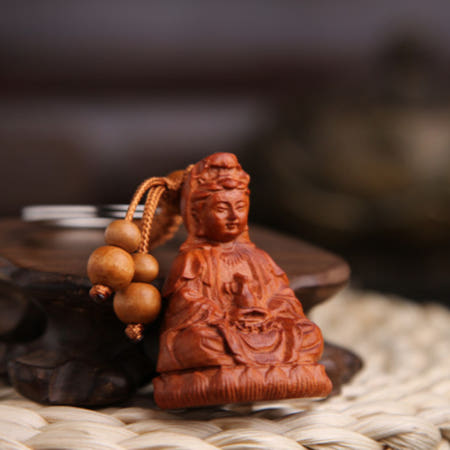 중국OEM 복숭아나무 관세음보살 키링 액막이 행운 열쇠고리 키홀더