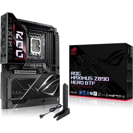 ASUS [해외]ASUS ROG Maximus Z890 HERO BTF LGA 1851 ATX 마더보드, 숨겨진 커넥터 디자인, 고급 AI PC 준비, 22+1+2 스테이지, DDR5, W