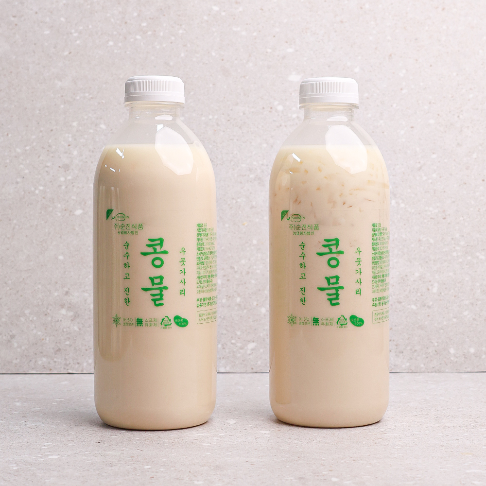 맷돌로 갈아만든 100% 국내산 콩물 백태/우뭇가사리/ 콩물파우치/서리태/혼합 2병 묶음 500ml 1000ml - 상세 이미지 3