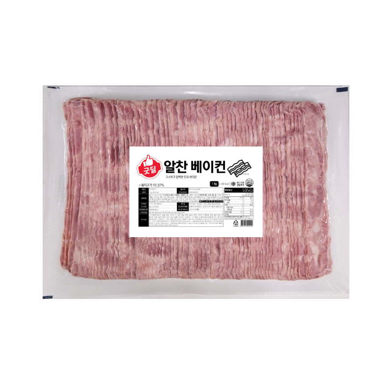 CJ 굿딜 알찬 베이컨 슬라이스 업소용 대용량 1kg, 5개 - 메인 이미지