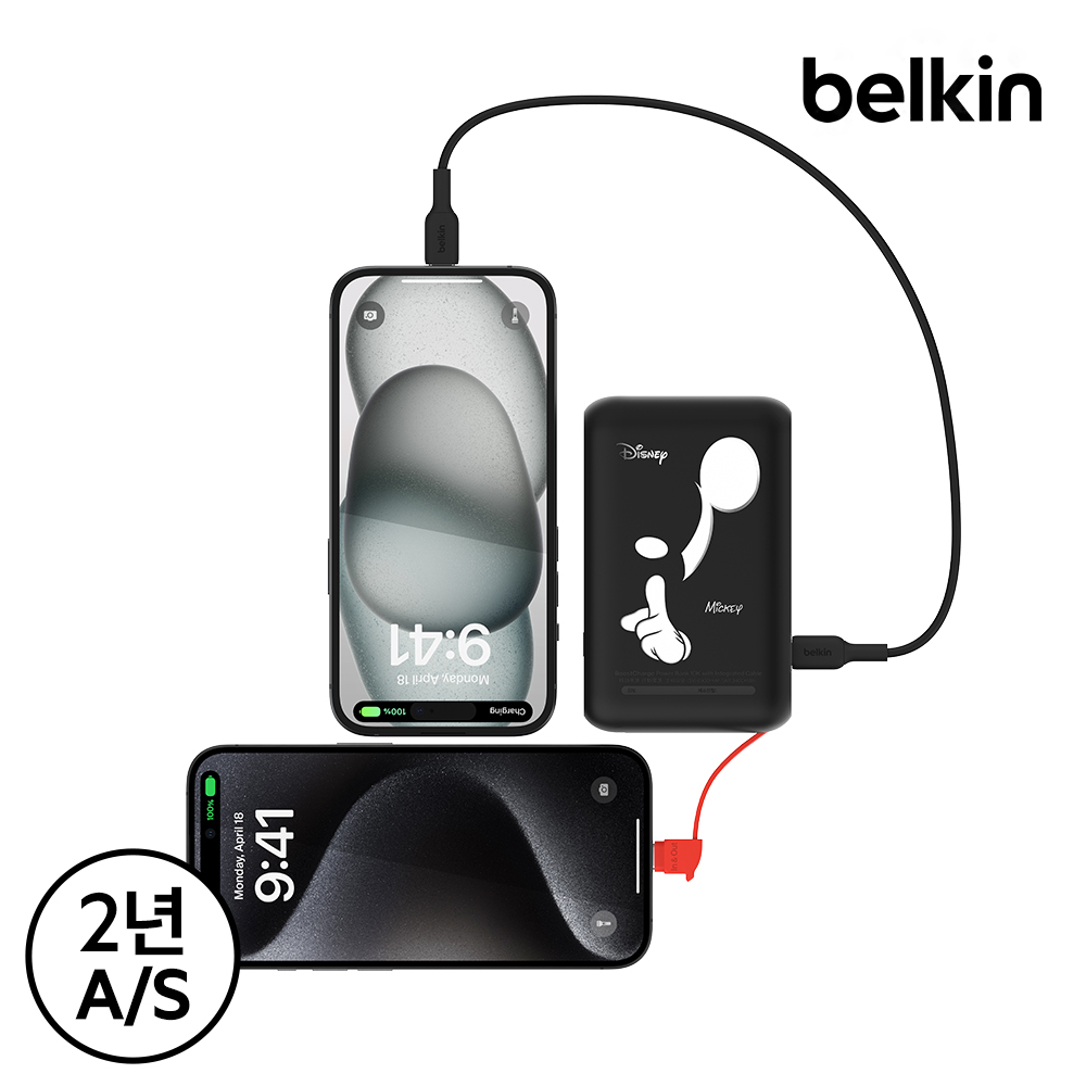 벨킨 디즈니 C타입 케이블 일체형 20W 10000mAh 보조배터리 아트미키(BPB021qcBW-DY) 이미지 6