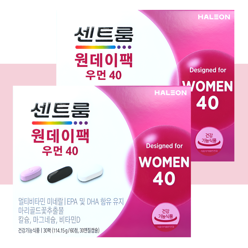 센트룸 원데이팩 우먼40 오메가3 루테인 칼슘 30정X2개