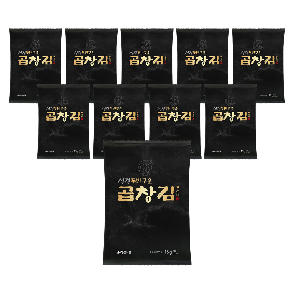 [성경김본사] 프리미엄 두번구운 곱창김(전장김) 15g, 10봉