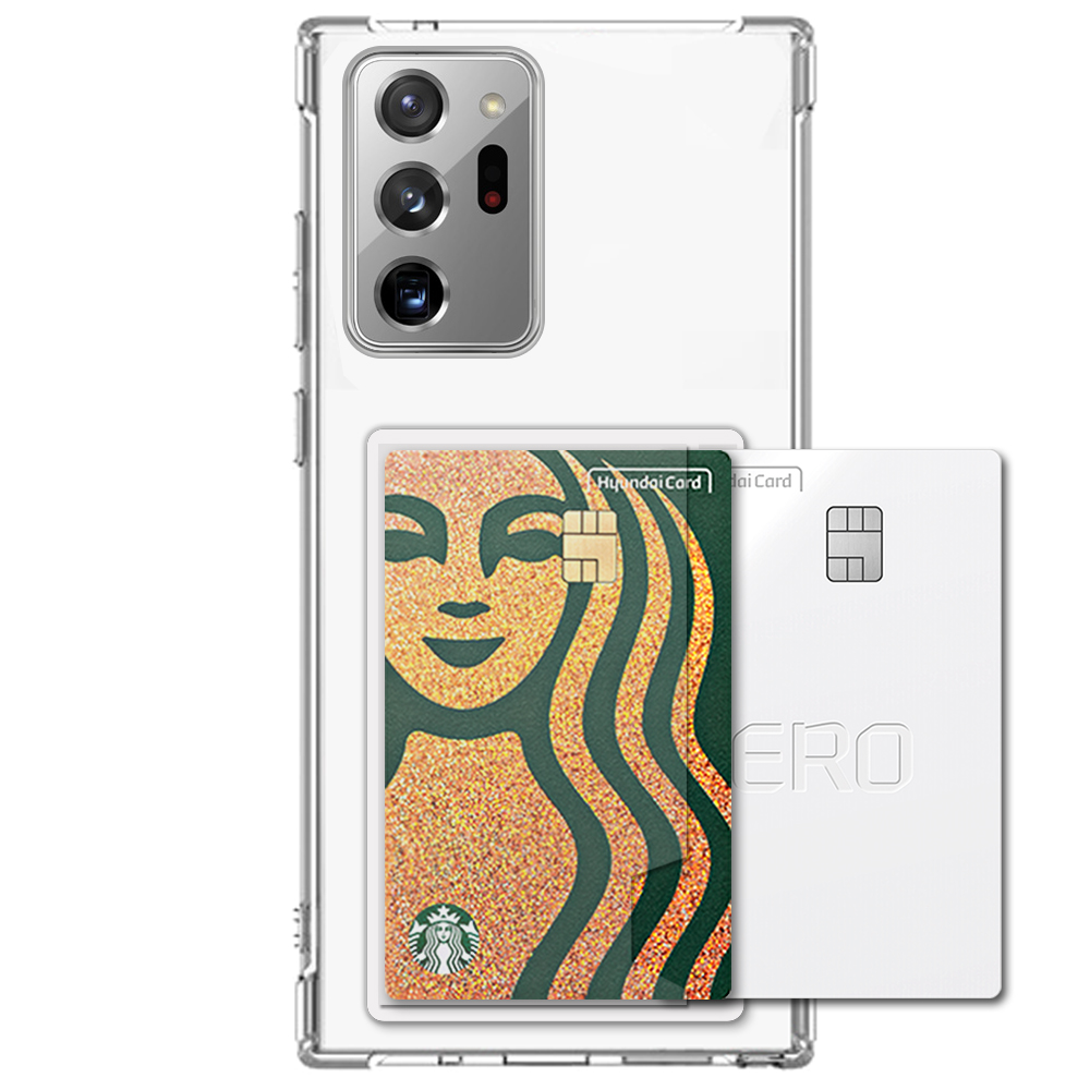 변색방지 카드 2장 수납 범퍼 케이스 투명, 갤럭시노트20