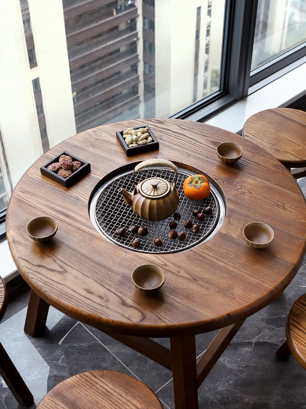 감성 원목 펜션 가정용화로테이블 피크닉바베큐테이블 캠핑우드테이블