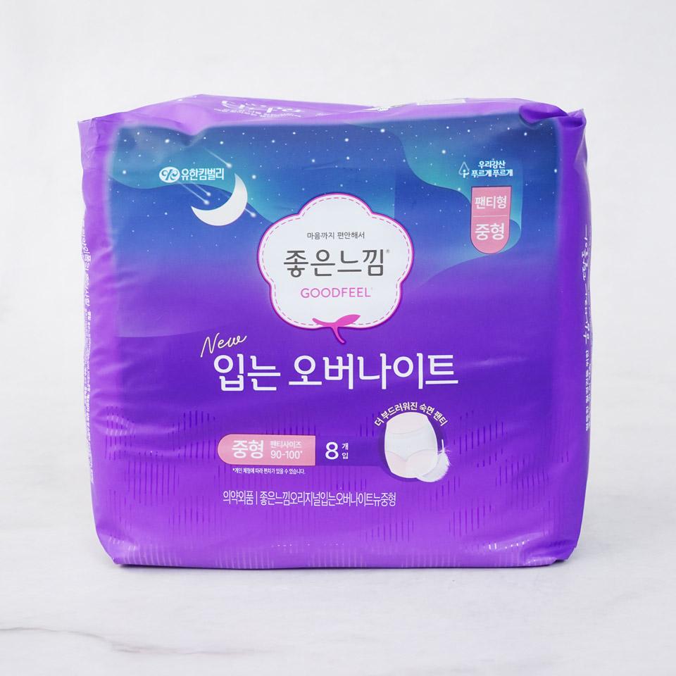 메가마트 좋은느낌 입는 오버나이트 생리대 중형 8p - 상품 이미지