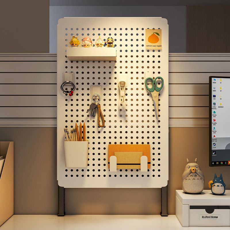 철제 타공판보드 높이조절 책상 정리대 소품 걸이대  화이트 스탠드형 20x40cm 철제