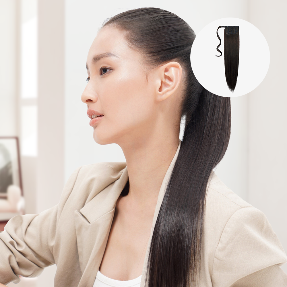 포니테일 헤어피스 긴머리 슬릭컷 발레아쥬 붙임머리 미아 - 상품 이미지