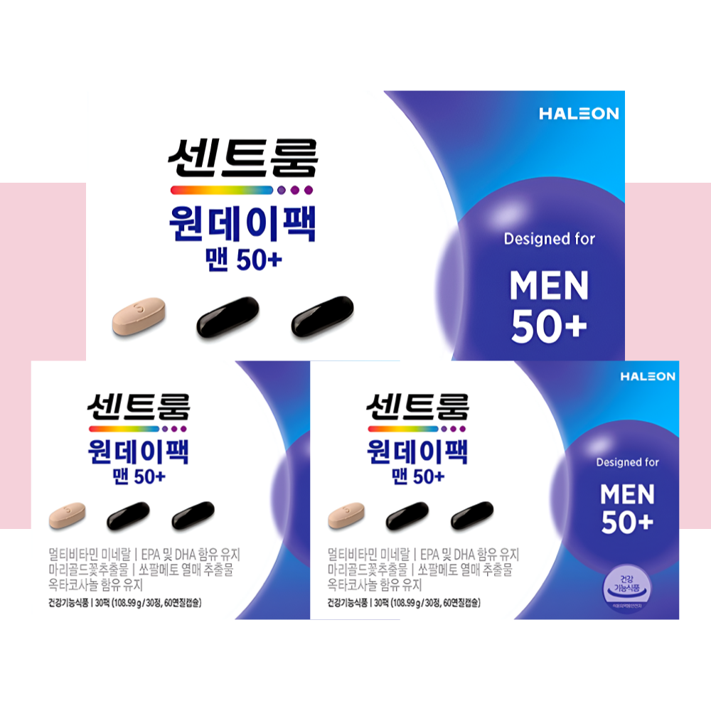 센트룸 원데이팩 맨50 루테인 쏘팔메토 오메가3 30정X3개