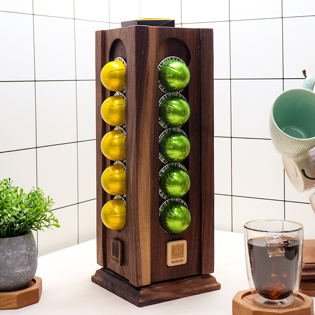 네스프레소 버츄오 커피 회전형 우드캡슐홀더 1열 캡슐거치대