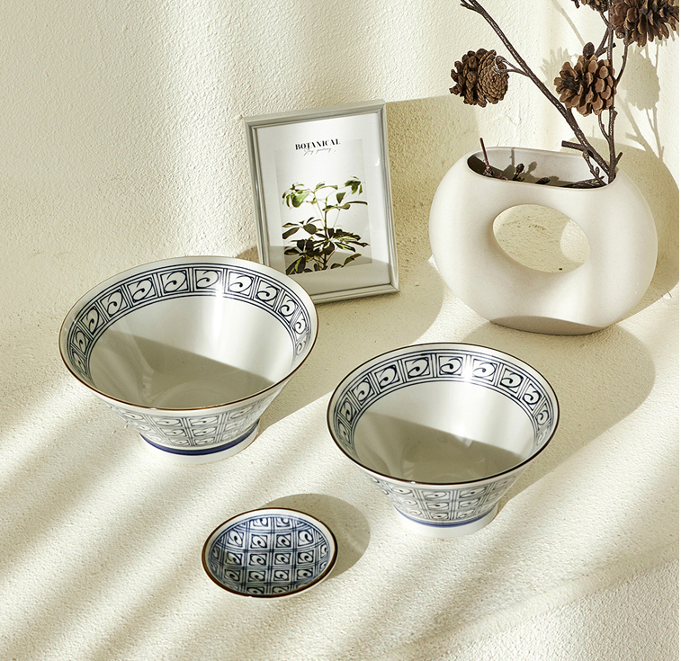 면기 덮밥 가츠동 그릇 청연격자 일본 도자기 식기 국수 우동 라멘 소스 종지