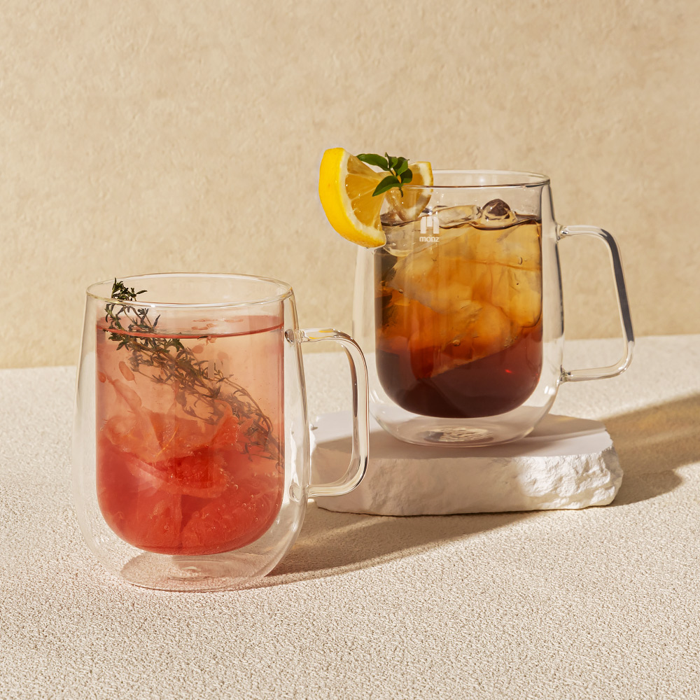 몬즈 더블월 내열유리 이중컵 피에노 500ml 1개+1개