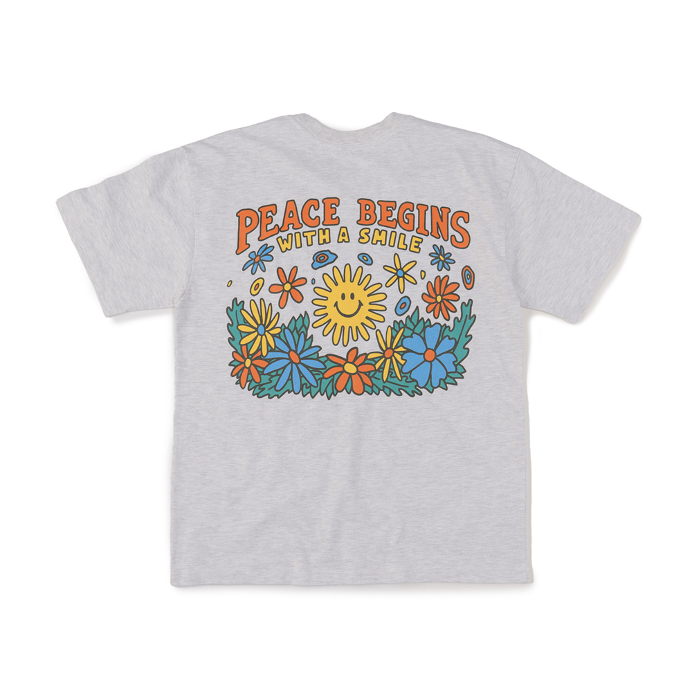 [빅웨이브] 피스어게인 반팔 그래픽 티셔츠 (1% 멜란지) 제품 이미지