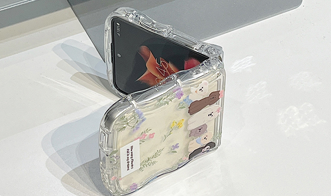 변색없는 케이스 캐릭터 강아지 물결 범퍼 젤리 지플립 투명, 갤럭시Z 플립3 - 상세 이미지 4