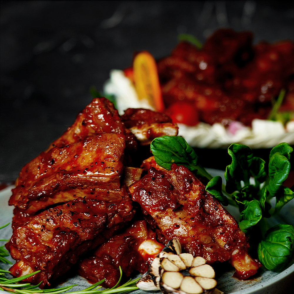 하이마블 인생폭립 바비큐 등갈비 양념폭립 바베큐 돼지갈비 홈파티 캠핑요리 500g, 3개